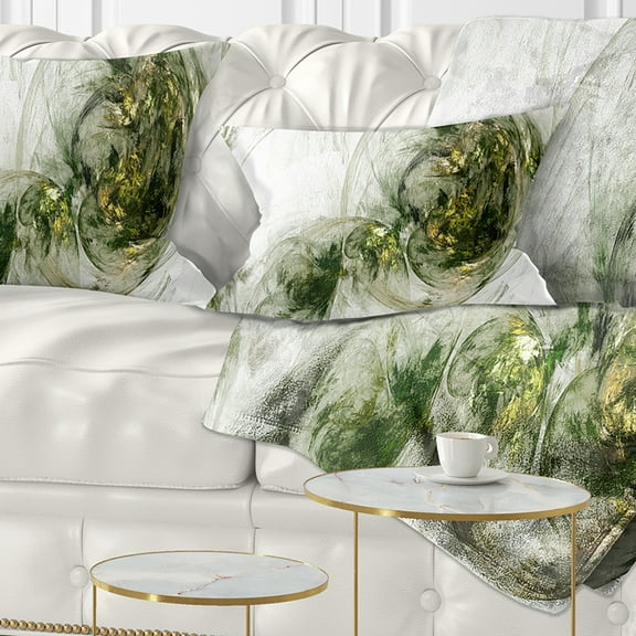 Designart Colored Smoke Green - Abstract Throw Pillow - 12x20