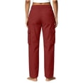 thumbnail image 4 of Jovrlynd Women's Cargo Pants Drawstring High Waisted Straight Leg Fall Pants, S-2XL, 4 of 7