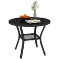 thumbnail image 1 of Outsunny Table à Manger Extérieur Rond de 35,5 Pouces, avec Trou pour Parasol de 1,6 Pouces-2 Pouces, Tablette, 1 of 10