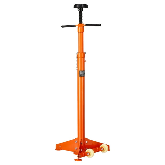 KFFKFF Support Stand for Underhoist, Capacity of 3/4 Ton, Adjustable Height from 38.4 to 75.4 in, Equipped with Bearing Mounted Spin Handle, Self-Locking Threaded Screw, Dual Wheels