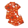 thumbnail image 4 of Hot Sales Under $10 CNJKEHIUV Halloween Pajamas Women Short Sleeve Button Top Matching Shorts 2026 Fall Cute Satin Pumpkin Sleepwear Orange M, 4 of 4