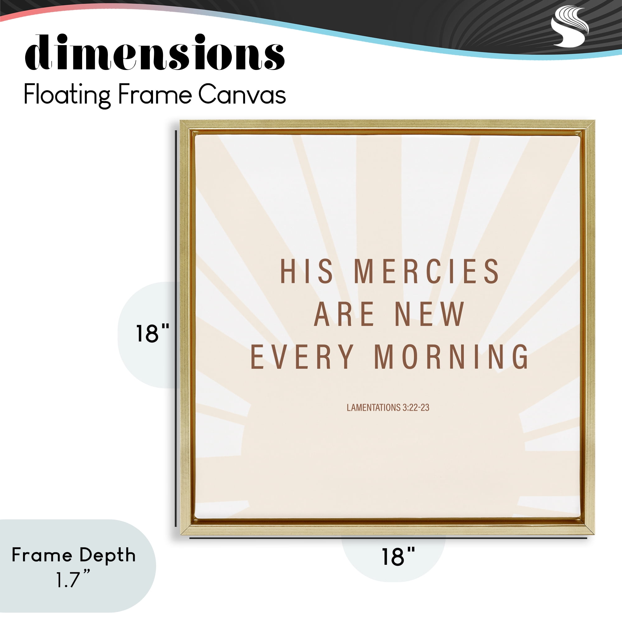 Stupell Industries His Mercies Are New Gold Framed Floater Canvas Wall Art, design by SD Graphics Studio