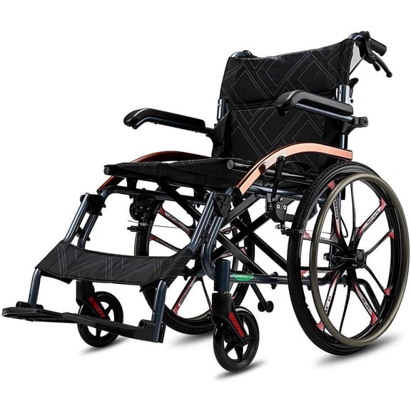Lightweight Magnesium Alloy Self-Propelled Transport Wheelchair, 26lbs