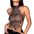 thumbnail image 1 of Débardeur Sans Manches à Col Haut pour Femmes avec Strass et Détails en Résille, 1 of 8