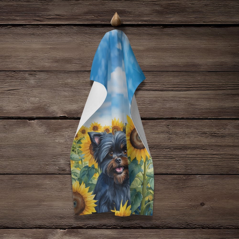 Carolines Treasures DAC6000KTWL 25 x 15 in. Affenpinscher in Sunflowers Kitchen Towel
