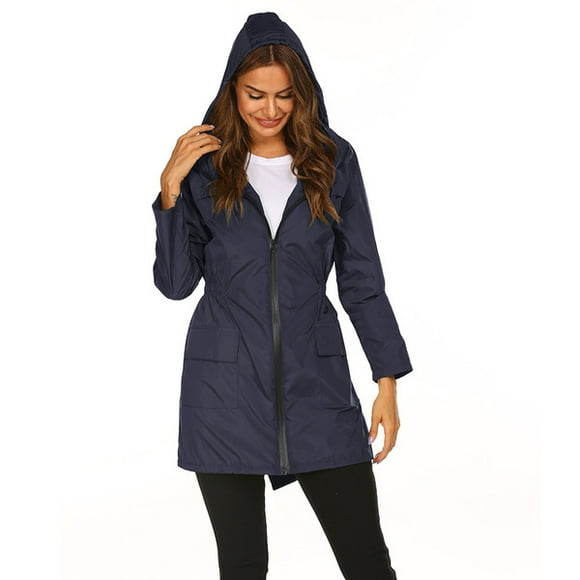 U.Vomade Women's Hooded Waist Raincoat Raincoat Outdoor Mountaineering Jacket