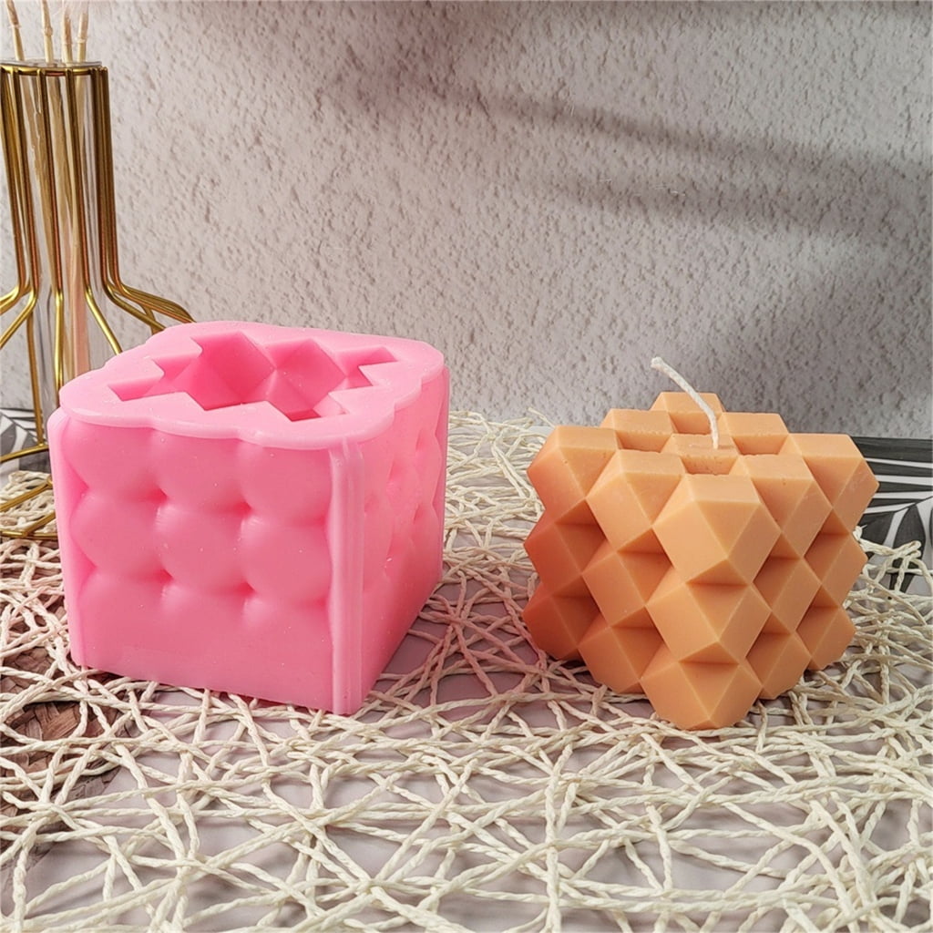 Candle Molds Cube Silicones Mould Ornament Molds Casting Mould Epoxy Resin Molds Craft Supplies for Home Decorations