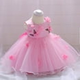 thumbnail image 4 of Gyratedream Infant Toddler Girls Birthday Gown Princess Dress Baby Flower Embroidery Lace Bubble Dress, 4 of 8