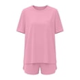 thumbnail image 4 of yillto Womens Shorts Set 2 Piece Outfits Summer Lounge Short Sleeve Tops Matching Sweatsuit Casual Sets, 4 of 6