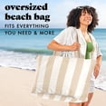 thumbnail image 6 of Fit + Fresh All the Things XL Tote Bag, Oversized Water-Resistant Canvas Zipper Tote with Internal Pockets, Taupe Stripe, 6 of 8