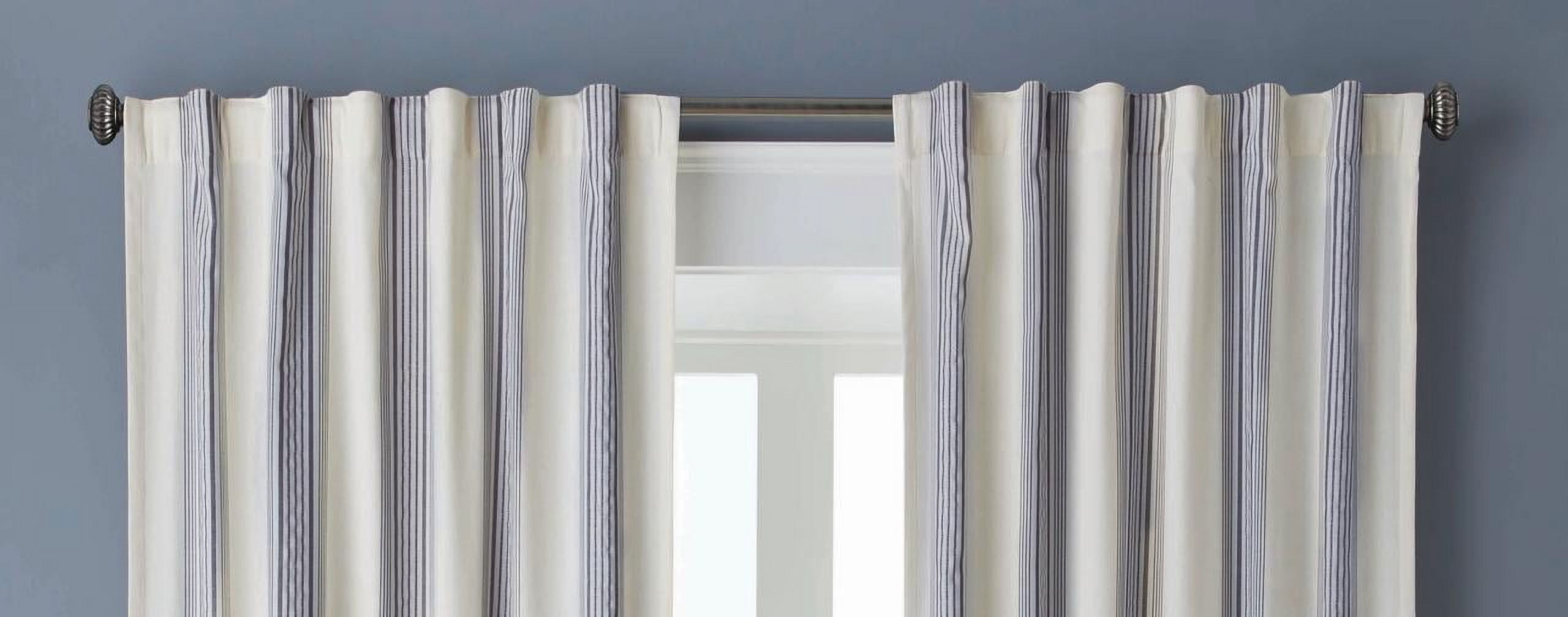 Indigo Farmhouse Stripe Light Filtering Curtain Panel, 50x95, 1 Pack
