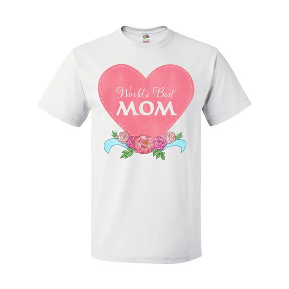 Inktastic World's Best Mom in Pink Heart with Flowers T-Shirt