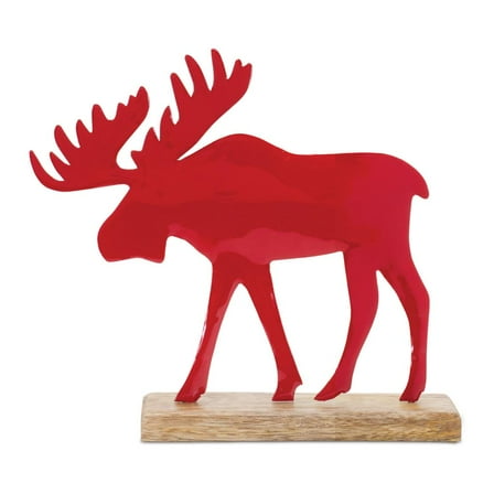 Melrose International LLC Moose on Base (Set of 2) 9.5"L x 8.5"H Iron/Wood