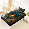 thumbnail image 2 of Manfei Adventure Campfire Twin Fitted Sheet 2 Pieces,Jungle Flowers Bedding,Dark Green White,1 Fitted Sheet and 1 Pillowcase, 2 of 4