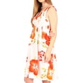 thumbnail image 3 of Sakkas Murni Women's Casual Summer Cocktail Elastic Stretchy Floral Print Dress - W-Orange - One Size, 3 of 5
