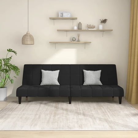 ammoon 2 Seater Sofa Bed Black Parcel, Space saving Solution for Apartments or Dorm Rooms