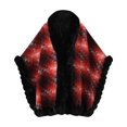 thumbnail image 2 of Fewfanhot Faux Fur Trim Cardigan Plaid Poncho Cape, Open Front Warm Reversible Wrap Shawl Coat for Fall Winter, 2 of 5
