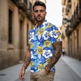 thumbnail image 3 of Jeiento Matching Golf Shirts for Couples Men's Short Sleeve Quarter Zip Shirt Blue Tropical Floral Women's Sleeveless Golf Tank Top Moisture Wicking Quick Dry Couple Golf Outfit Set, 3 of 6