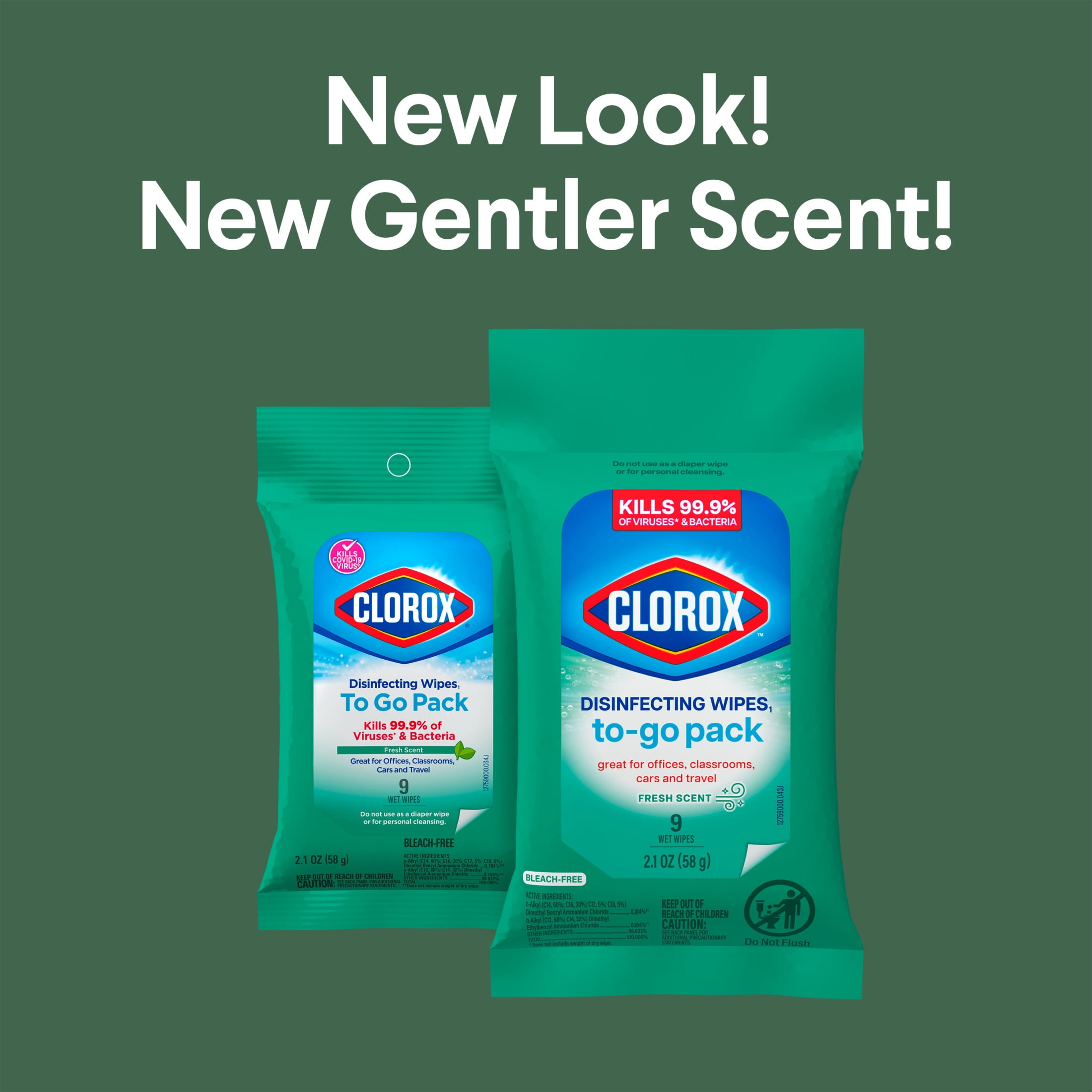 Clorox Disinfecting Wipes on the Go Bleach Free Travel Wipes, Fresh Scent, 9 Count