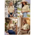 thumbnail image 5 of PINKSIR Tshirts for Women Mock Neck Short Sleeve Casual and Turtleneck for Summer Oatmeal L, 5 of 8