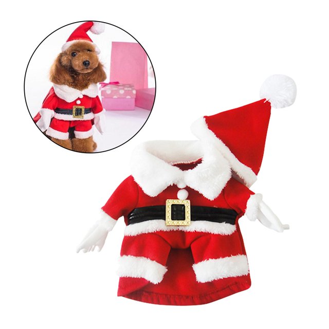 Trajes para proteger mascotas de Santa Claus Colco Ropa de disfraz sombrero de Navidad chaqueta capa cálida S S
