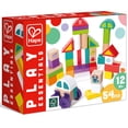 thumbnail image 2 of Hape: Space Monster Stacking Blocks - 54pc Wooden Colorful Various Shapes Set, Wheels To Build A Car, Stack & Play Toy, Kids, Toddlers & Baby Ages 1+, 2 of 5