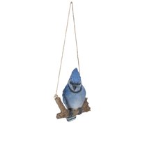 Hi-Line Gifts Hanging Blue Jay on a Branch Outdoor Garden Statue - 6"