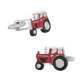 thumbnail image 1 of Mancuernillas rojas con diseño de tractor para hombre, esmaltadas y metálicas, 1 of 3
