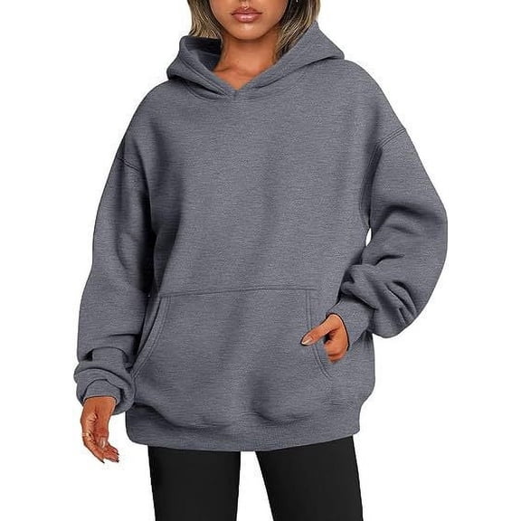Women's Plus Size Oversized Hooded Sweatshirt - Thick Warm Fleece Lined Long Sleeve Pullover Casual Loose Fit Hoodie Top Trendy Streetwear Hoodies For Teen Girls