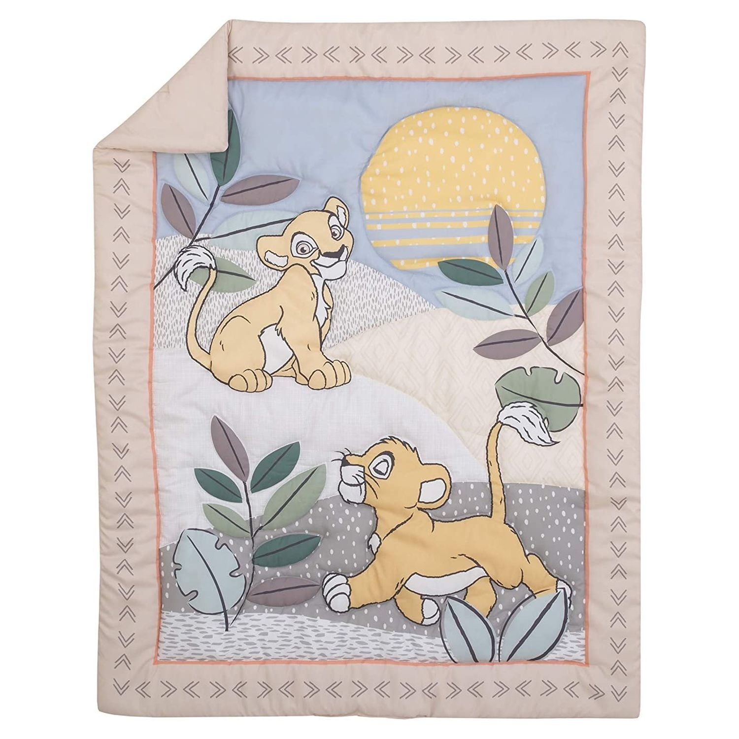 Disney Lion King Leader of the Pack 3 Piece Crib Bedding Set, Grey, Green, Ivory - comforter, sheet, dust ruffle, unisex, boy/girl nursery bedding set