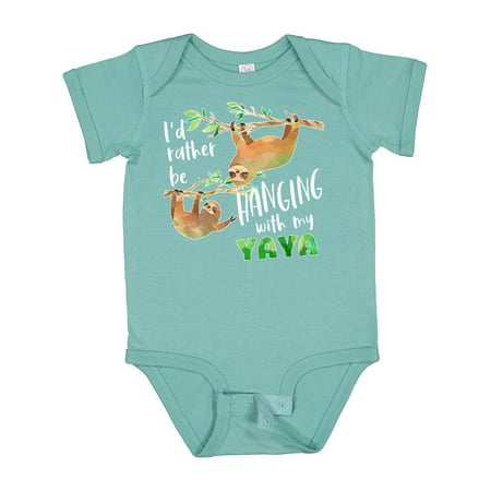 

Inktastic Id Rather Be Hanging with My Yaya- Cute Sloths Boys or Girls Baby Bodysuit