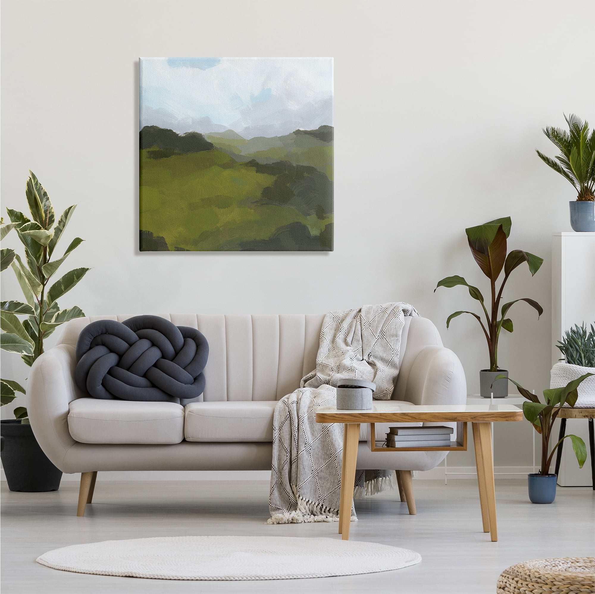 Stupell Industries Thick Green Meadow Landscape Cloudy Hazy Sky, 30 x 30, Designed by Jacob Green