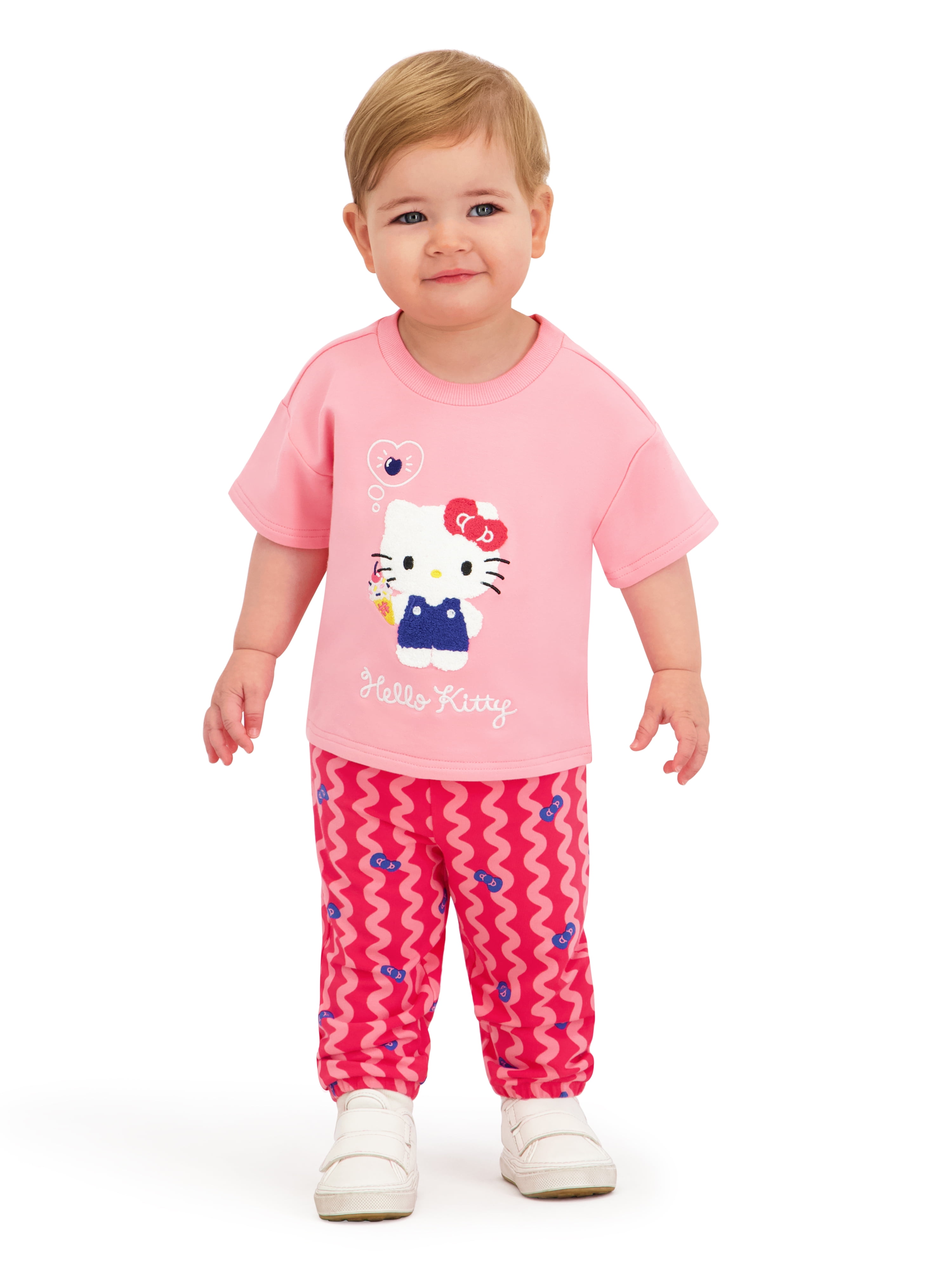 Hello Kitty Baby Girl Viscose French Terry Pant Set, Sizes 0-24 Months