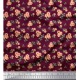 thumbnail image 1 of Soimoi Purple Poly Georgette Fabric Leaves & Flower Floral Print Sewing Fabric BTY 42 Inch Wide, 1 of 3