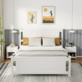 thumbnail image 2 of Zimtown Full Bed Frame,Solid Pine Wood Platform Bed Frame, Bedroom Bed with Headboard, White, 2 of 6