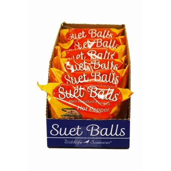 Wildlife Sciences Hot Pepper Suet Balls For Wild Birds 6 Pack | Melt Resistant Formula | 4 Per Pack, 24 total Suet Balls