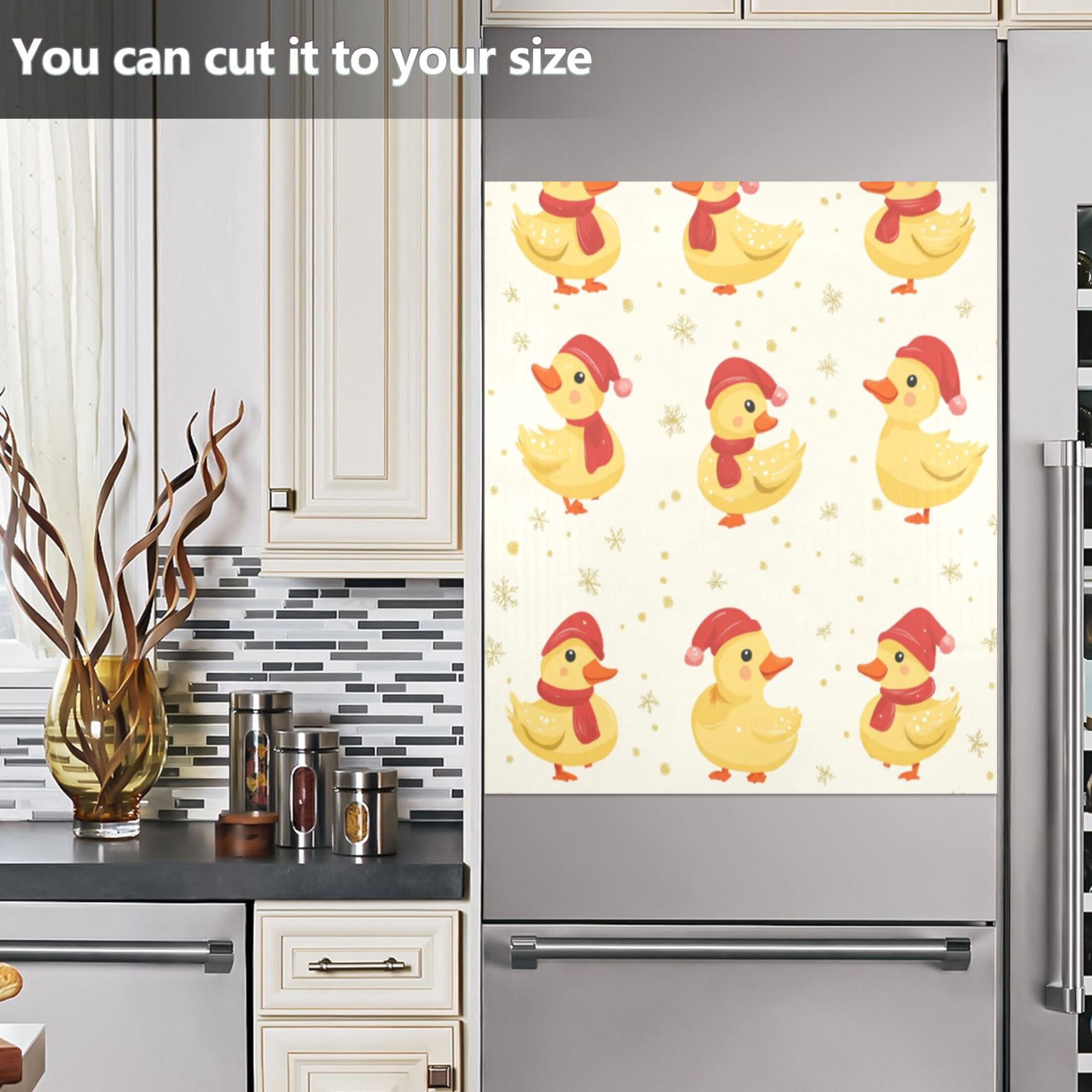 Dishwasher Magnetic Sticker 23x26 Inch Refrigerator Magnetic Sticker Washing Machine Magnetic Sticker Kitchen Panel Magnetic Sticker Home Decor Christmas Duck Seamless