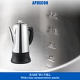 thumbnail image 4 of APOXCON Percolateur à Café Électrique Cafetière en Acier Inoxydable avec Verre Résistant à la Chaleur, Bouton de Progression d'Infusion Transparent, Maintien au Chaud et Sans Fil, 4 of 8