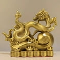 thumbnail image 3 of Xiao Hua Estatua de dragón de latón Feng Shui chino, escultura para decoración del hogar y la oficina, adornos de mesa para la riqueza y el éxito, regalos de buena suerte, estilo D, grande, 3 of 4