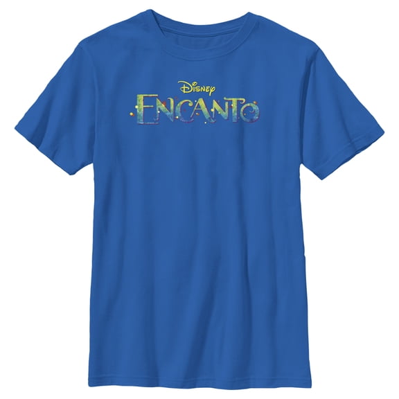 Boy's Encanto Colorful Logo Graphic Tee Royal Blue Medium