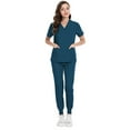 thumbnail image 5 of MLQIDK Scrubs for Women Set Plus Size Scrub Joggers Petite V Neck Scrub Pants and Tops Medical Uniforms Nursing Uniforms Tall Scrubs Blue XS, 5 of 5