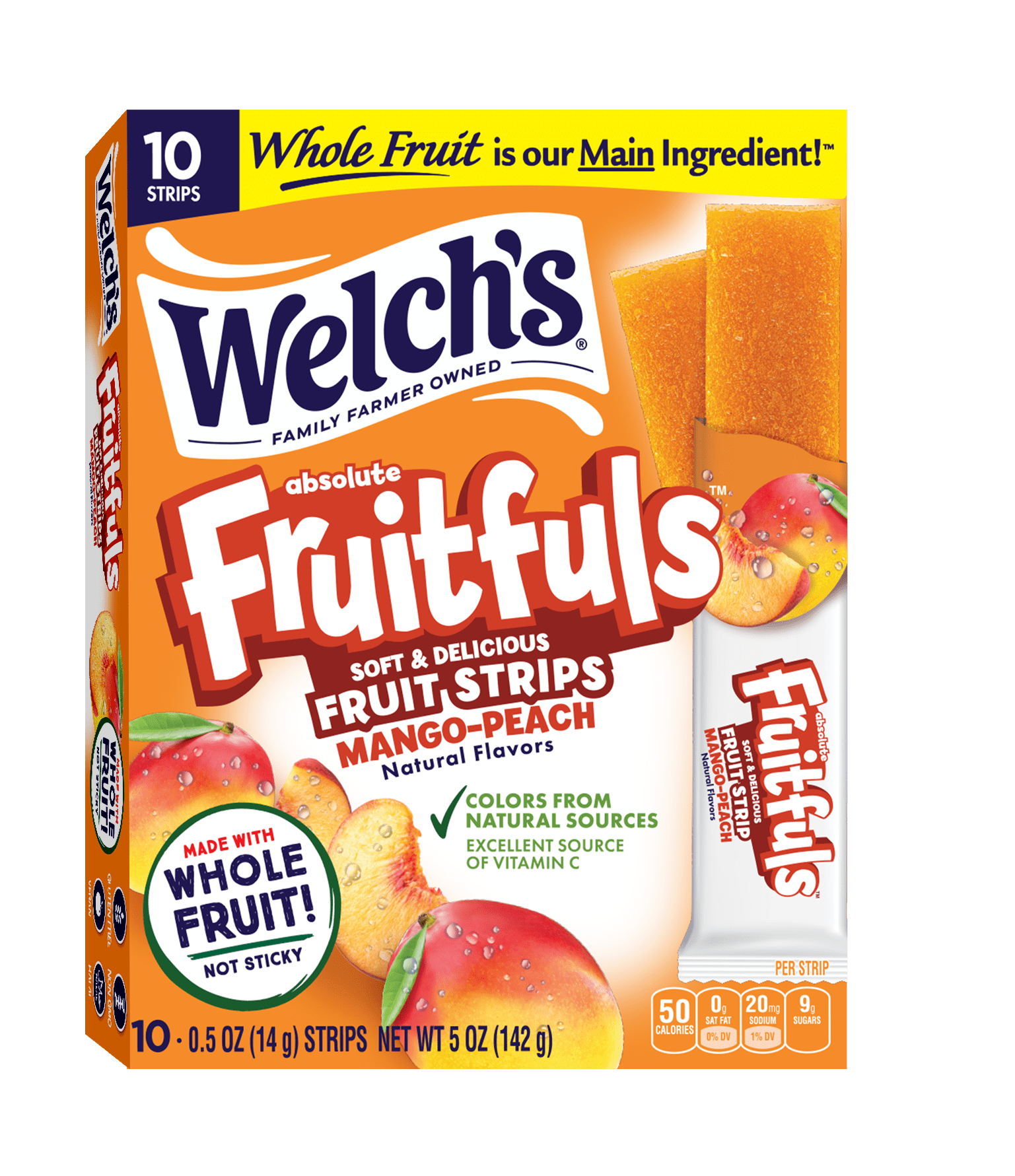 (12 pack) Welch's Fruitfuls Mango-Peach Soft Fruit Strips, .5 oz, 10 Count