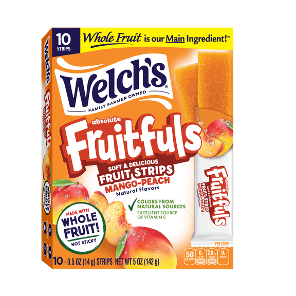 Welch's Fruitfuls Mango-Peach Soft Fruit Strips, .5 oz, 10 Count