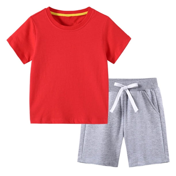 Odeerbi 18M-12Y Niños Niñas Conjunto de Verano Deportivo Camiseta de Manga Corta de Algodón Shorts Conjunto de Dos Piezas Suave