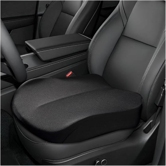 Car Seat Cushion, Comfort Ergonomic Memory Foam Cushion for Tailbone Back Pain Relief, Breathable Suitable Short People Driver to Get Better View (Black) Black -