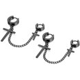 thumbnail image 2 of Pendientes de cadena colgante de doble inoxidable para hombres y mujeres de 2 uds. Hugo  Pendientes del aro, 2 of 7