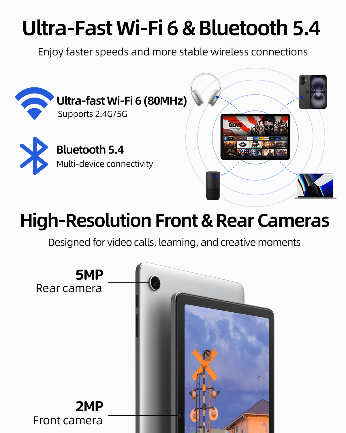 2026 Android Tablet 10 Inch, Android 15 Tablet with 12(4+8)GB RAM 128GB Storage, 8-Core CPU, 6000mAh Battery, BT 5.4, WiFi, Plimpton P1 - Silver