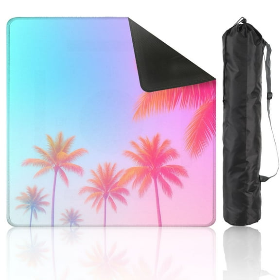 Mahjong Mat 31.5" x 31.5" Beautiful multicolor tropical palm trees Anti-Slip and Noise Reduction Symmetry Design Mahjong Tiles Table Cover for Dominoes Poker Card Board and Tile Games