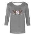 thumbnail image 4 of Lolmot T-shirt Imprimé pour Femmes, Blouse à Manches 3/4, Col Rond, Hauts Décontractés, 4 of 4