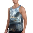 thumbnail image 2 of Daiia Fantasy Swan Yacht Design Printed Men's Quick Dry Fit Muscle Tank Top Slim-Fit Tank Workout Tank Top Lightweight Sports Tank Top-X-Large, 2 of 7